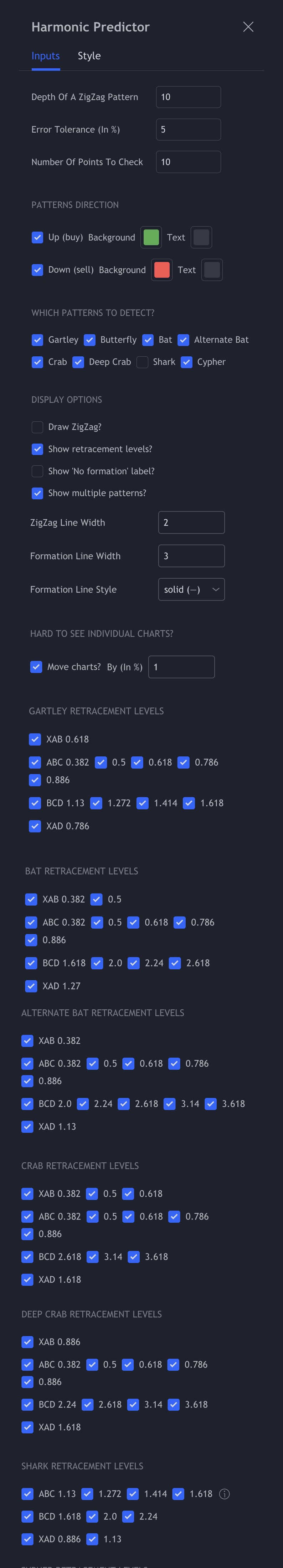 Harmonic Predictor configuration panel